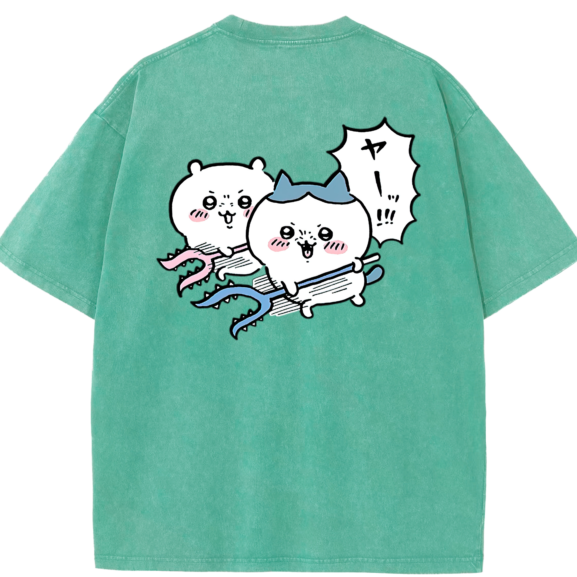 （画像用） ちいかわ ハチワレ Chii-kawa hachiware 綿100% ヴィンテージ風 半袖Tシャツ（背面プリント）